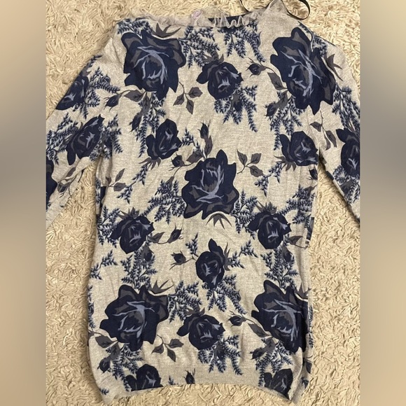 TWELVE BY TWELVE gray blue floral button cardigan sweater medium m - Picture 8 of 8